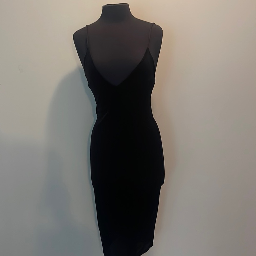 Velvet Feel Sexy Dress With Plunge Neckline